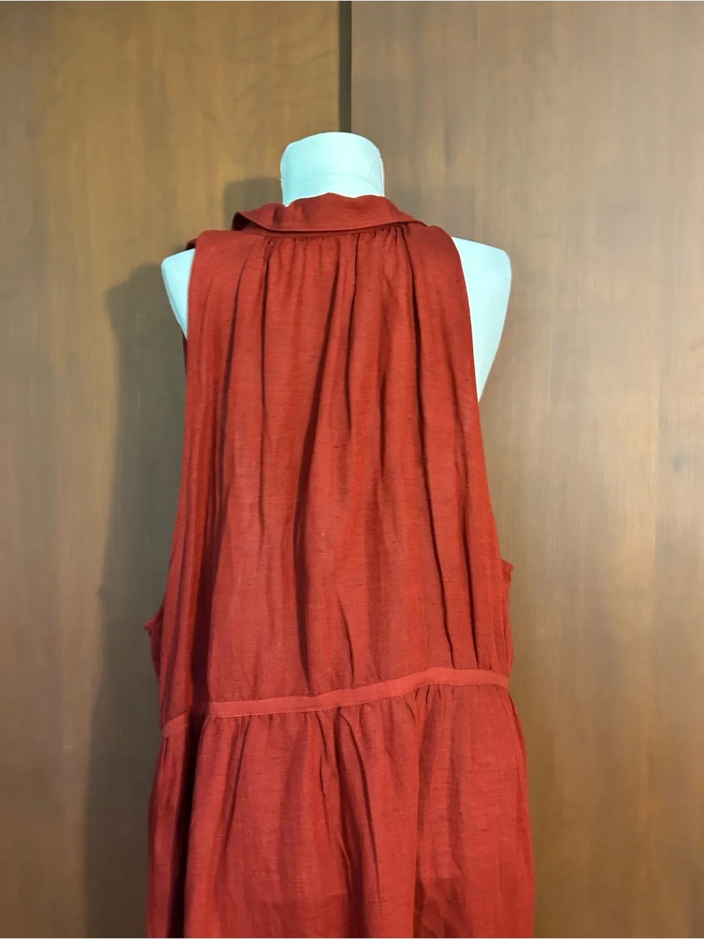 NWOT Sundance Sleeveless linen blend Rust Tiered Maxi Dress - Picture 7 of 9
